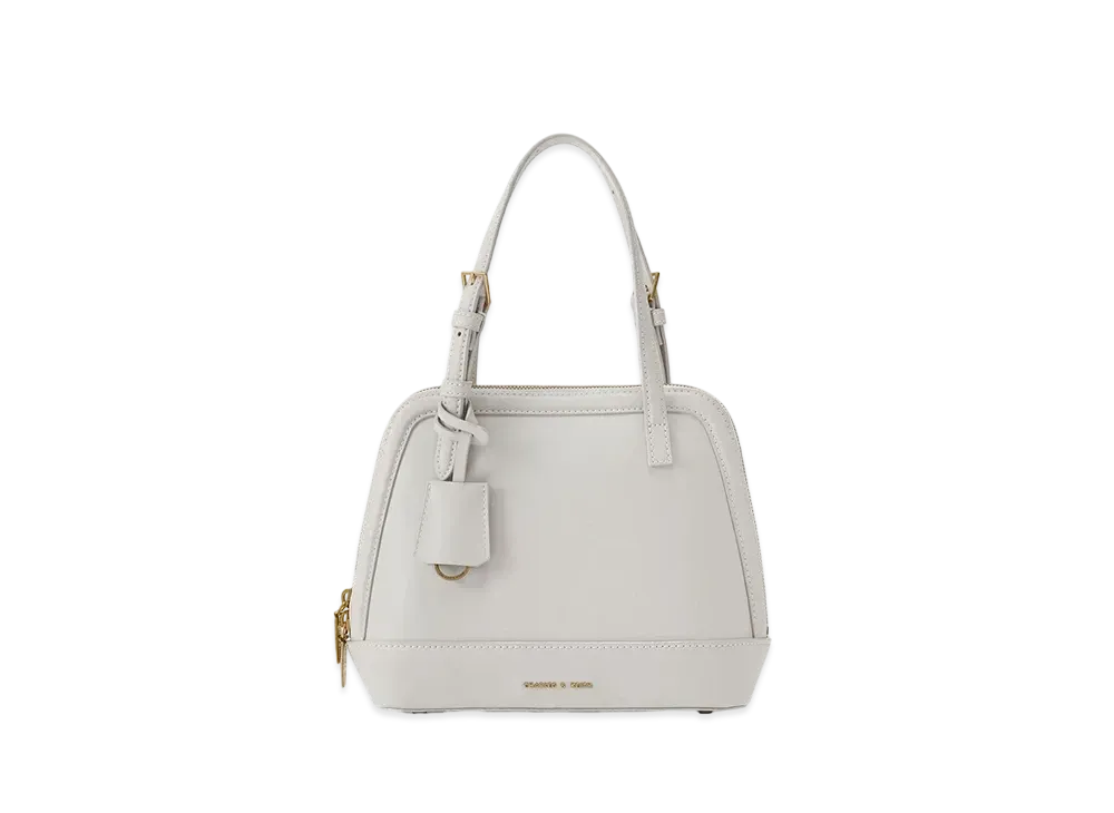 CHARLES & KEITH Enola Textured Double Handle Structured Bag "LightGrey"