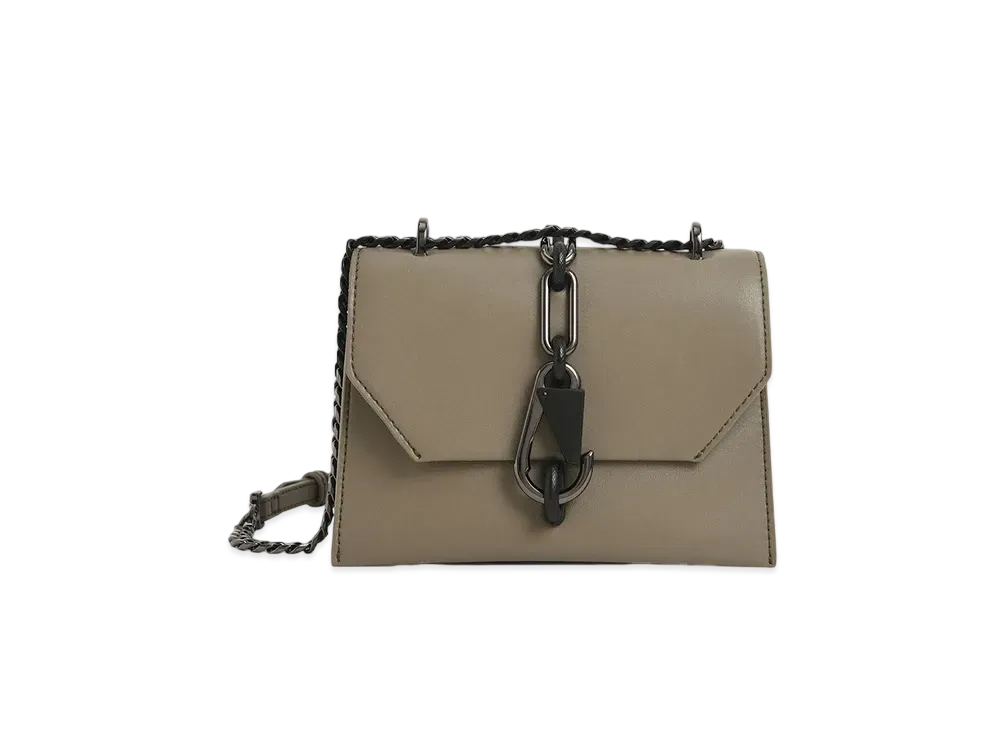 CHARLES & KEITH Metallic Accent Turnlock Crossbody Bag "Taupe"