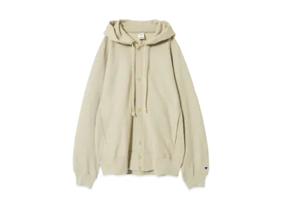 Champion x N.HOOLYWOOD Snap Hoodie Sweatshirt "Beige"