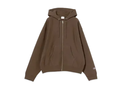 Champion BEAMS Wide Fit Zip Up Hoodie Reverse Weave "Dark Brown"