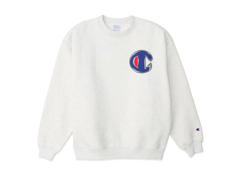Champion x Sneakerwolf Crewneck Sweatshirt "OatmealxRed"