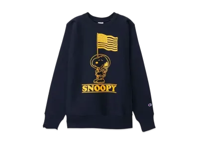 Champion x PEANUTS Reverse Weave Crew Neck Sweatshirt Made In USA "Navy"