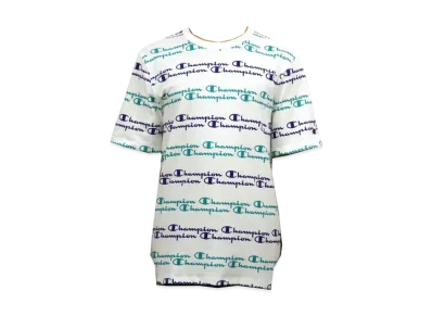 Champion Heritage Tee All Over Script "White/Navy"