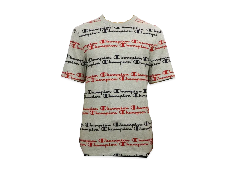 Champion Heritage Tee All Over Script "Grey/Red"