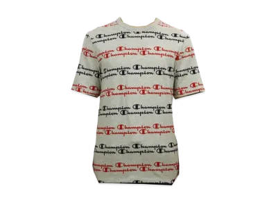 Champion Heritage Tee All Over Script "Grey/Red"