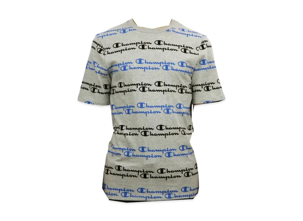 Champion Heritage Tee All Over Script "Grey/Navy"