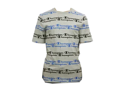 Champion Heritage Tee All Over Script "Grey/Navy"