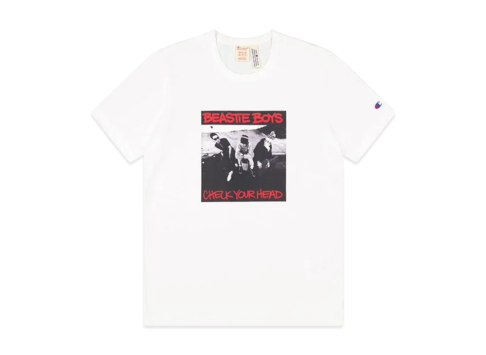 Champion x Beastie Athletic Jersey Combed Check Your Head Crewneck T-Shirt "White"