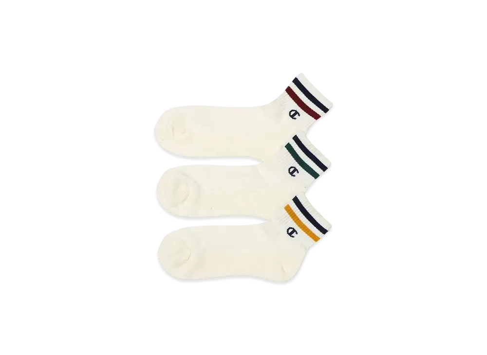 Champion 3-Pair Quarter Length Socks "Off White"