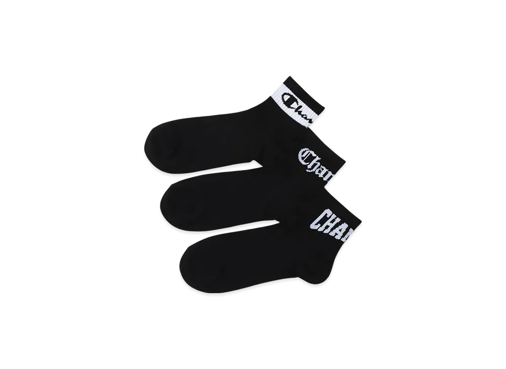 Champion 3-Pair Quarter Length Socks "Black"