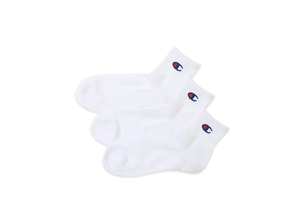 Champion 3-Pair Quarter Length Socks "White"