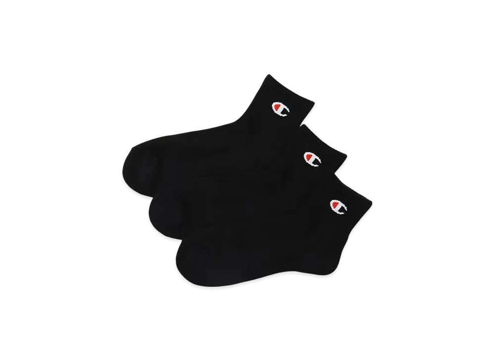 Champion 3-Pair Quarter Length Socks "Black"