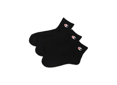 Champion 3-Pair Quarter Length Socks "Black"