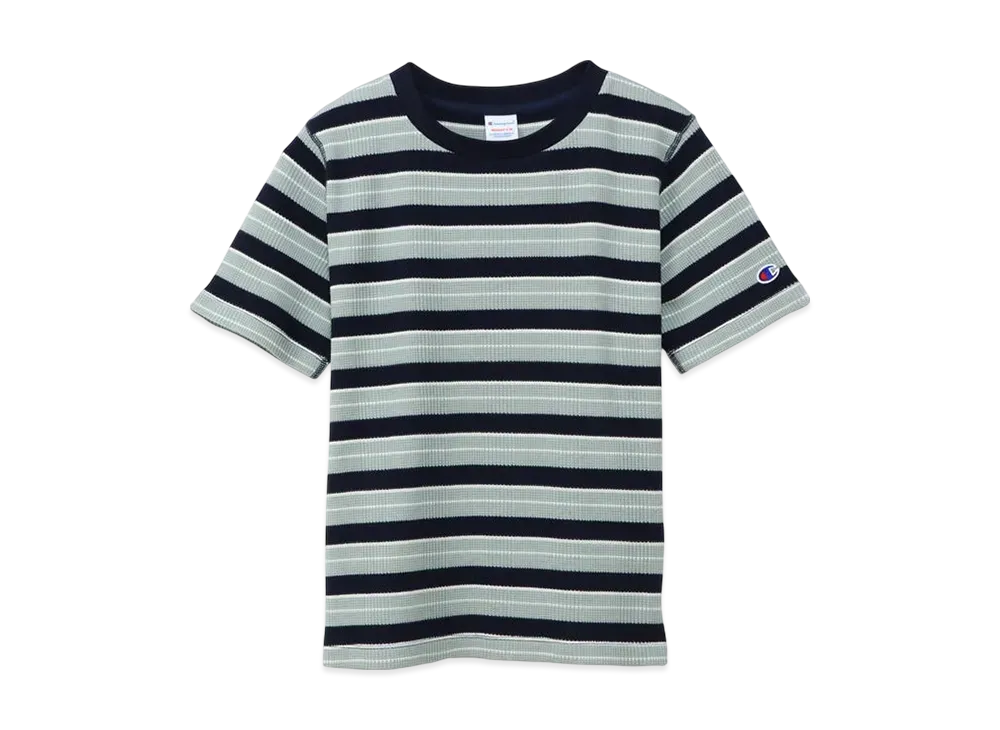 Champion Women's Striped Short Sleeve T-Shirt 25SS "Grayish Light Blue"