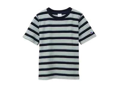 Champion Women's Striped Short Sleeve T-Shirt 25SS "Grayish Light Blue"