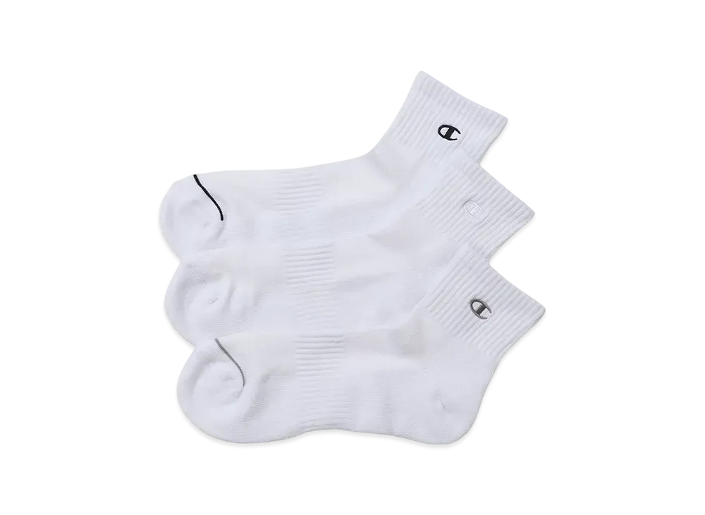 Champion 3 Pairs Quarter Length Socks "White"