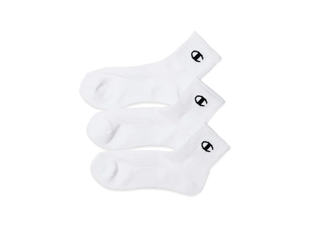 Champion 3 Pairs Quarter Length Socks "White"