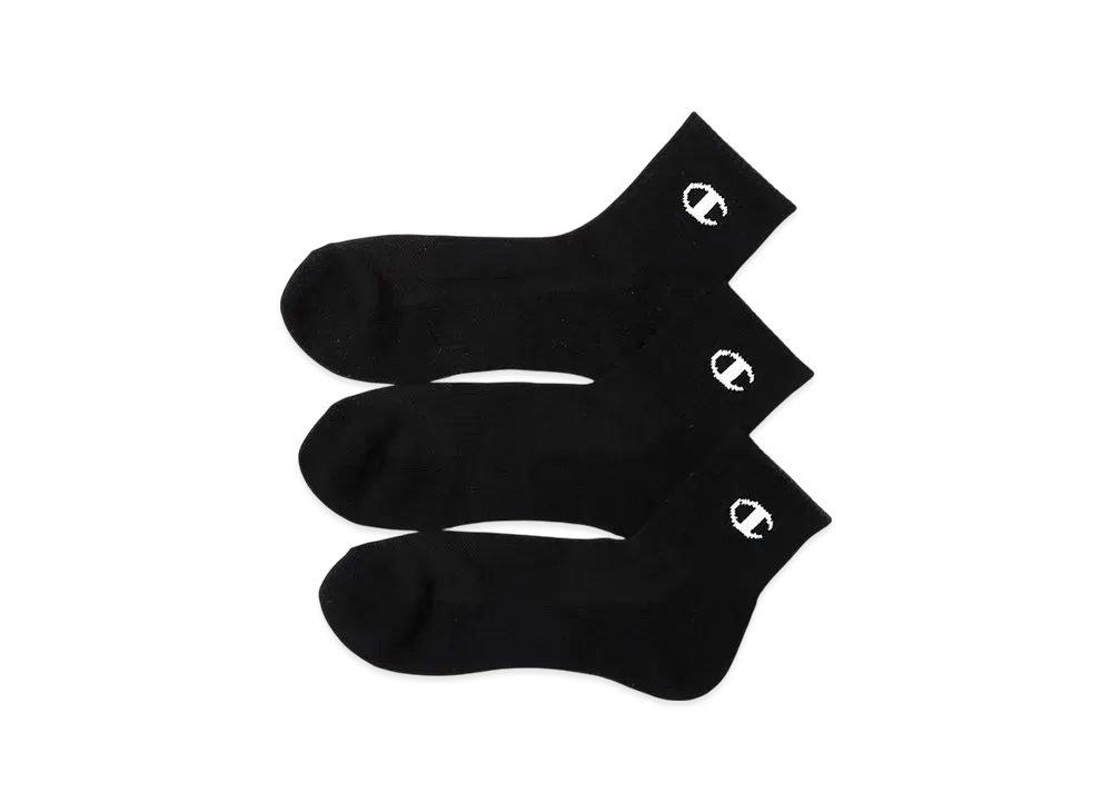 Champion 3 Pairs Quarter Length Socks "Black"