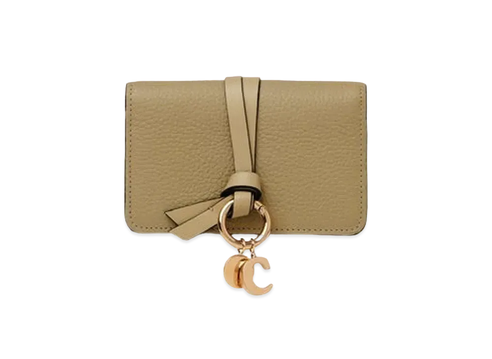 Chloe Alphabet Card Holder Grained&Shiny Calfskin "Pottery Green"