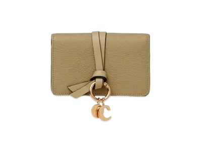 Chloe Alphabet Card Holder Grained&Shiny Calfskin "Pottery Green"