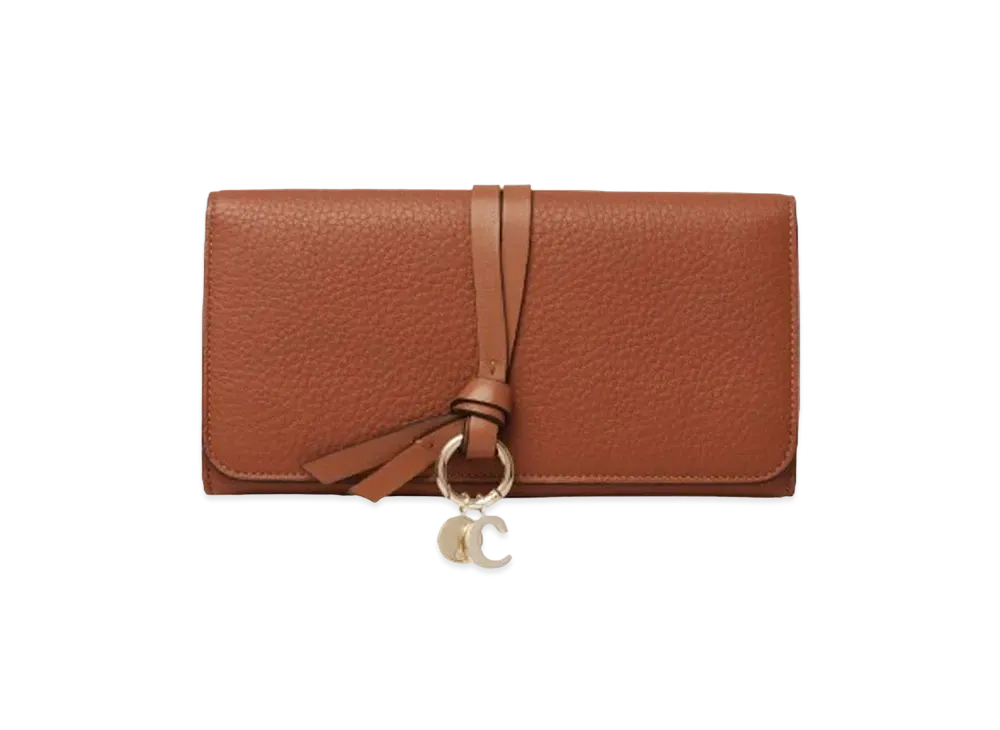Chloe Alphabet Wallet With Flap Grained&Shiny Calfskin "Tan"