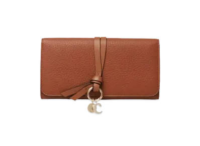 Chloe Alphabet Wallet With Flap Grained&Shiny Calfskin "Tan"