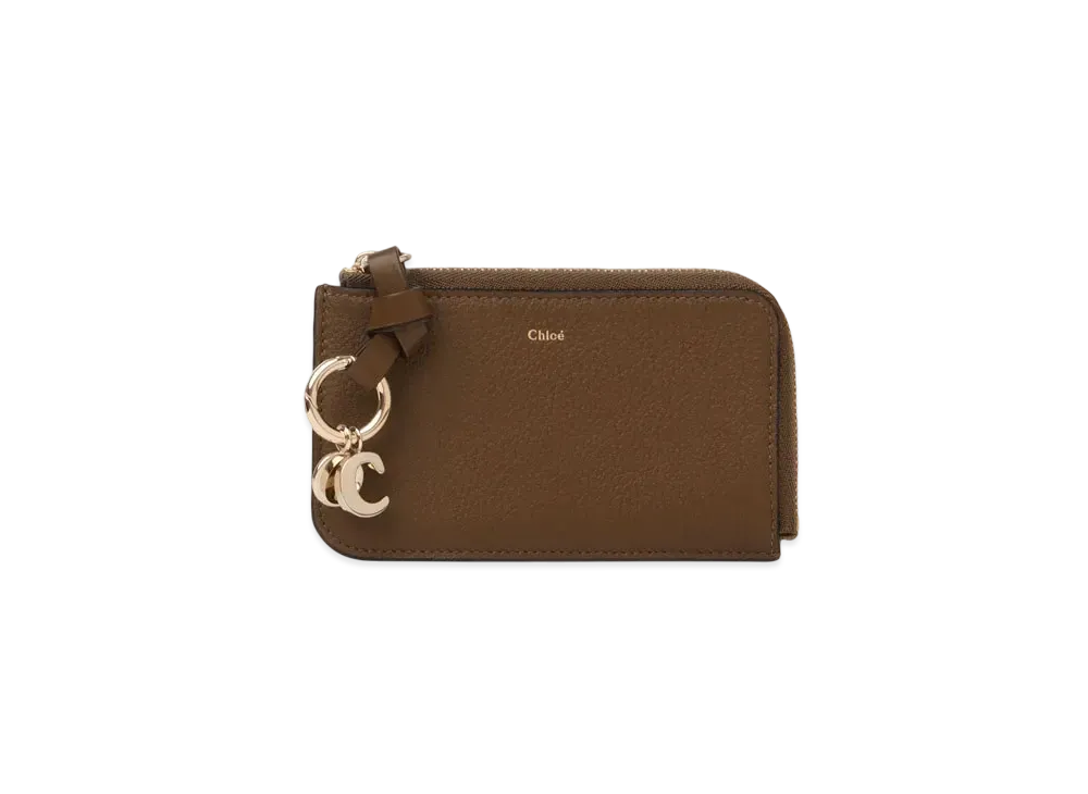 Chloe Alphabet wallet in grained leather "Dark Khaki"