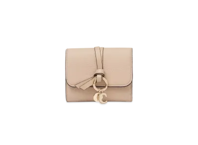 Chloe Small Alphabet tri-fold in grained leather "Floral Grey"