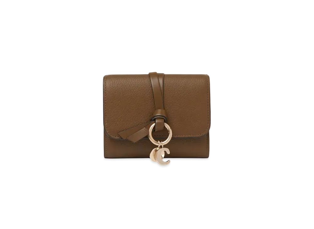 Chloe Small Alphabet tri-fold in grained leather "Dark Khaki"