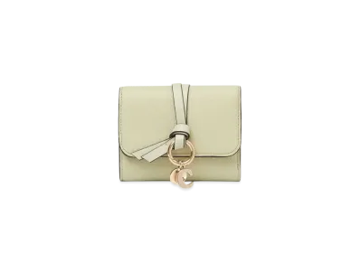 Chloe Small Alphabet tri-fold in grained leather "Light Eucalyptus"