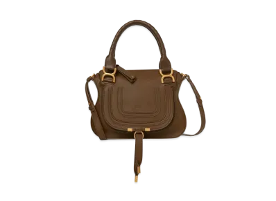 Chloe Small Marcie Bag In Grained Leather "Dark Khaki"