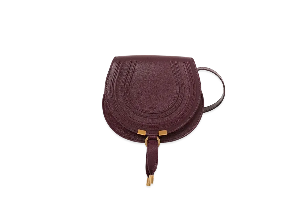 Chloe Small Marcie Saddle Bag In Grained Leather "Dimness Purple"