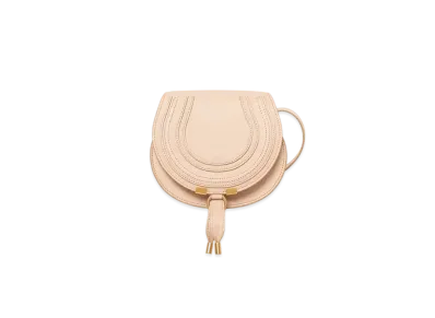 Chloe Small Marcie Saddle Bag In Grained Leather "Cement Pink"
