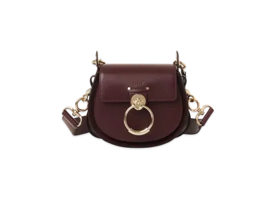 Chloe Small Tess Bag In Shiny And Suede Leather "Burnt Brown"
