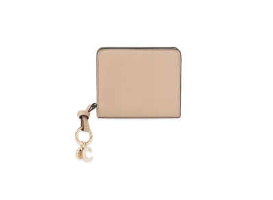 Chloe Alphabet compact wallet in grained leather "Floral Grey"