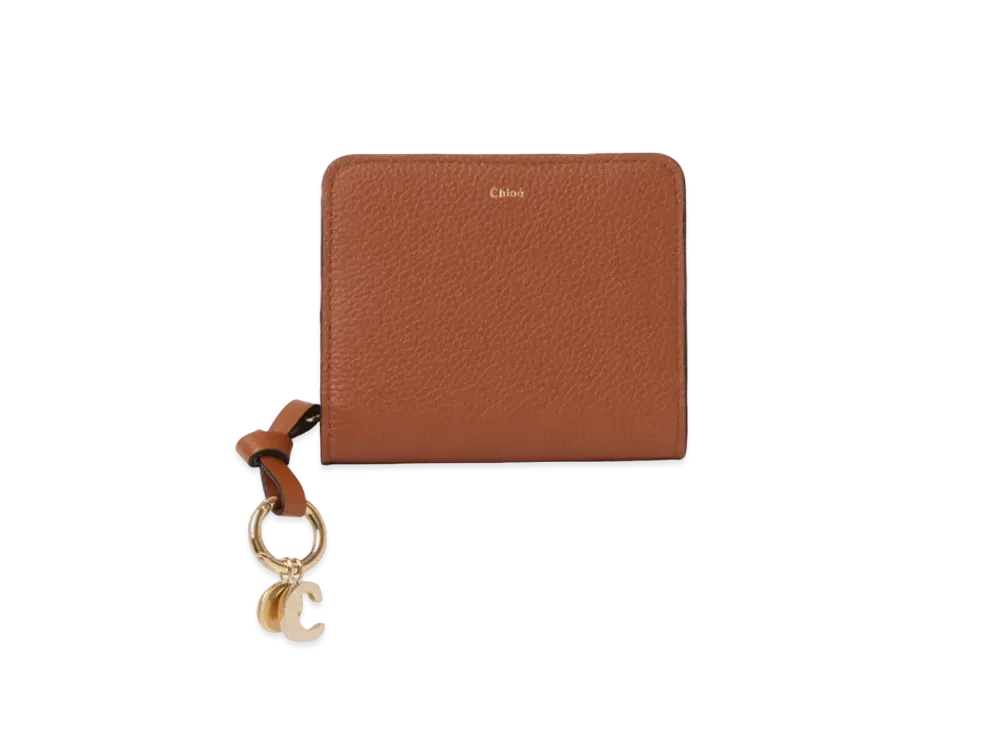 Chloe Alphabet Compact Wallet Grained&Shiny Calfskin "Tan"