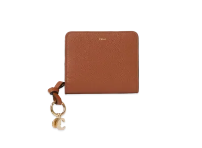 Chloe Alphabet Compact Wallet Grained&Shiny Calfskin "Tan"