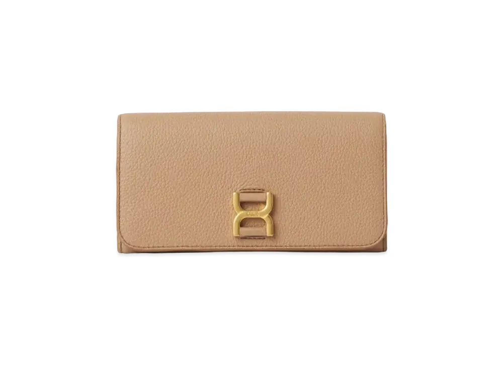 Chloe Marcie Long Wallet With Flap Grained Calfskin "Light Tan"