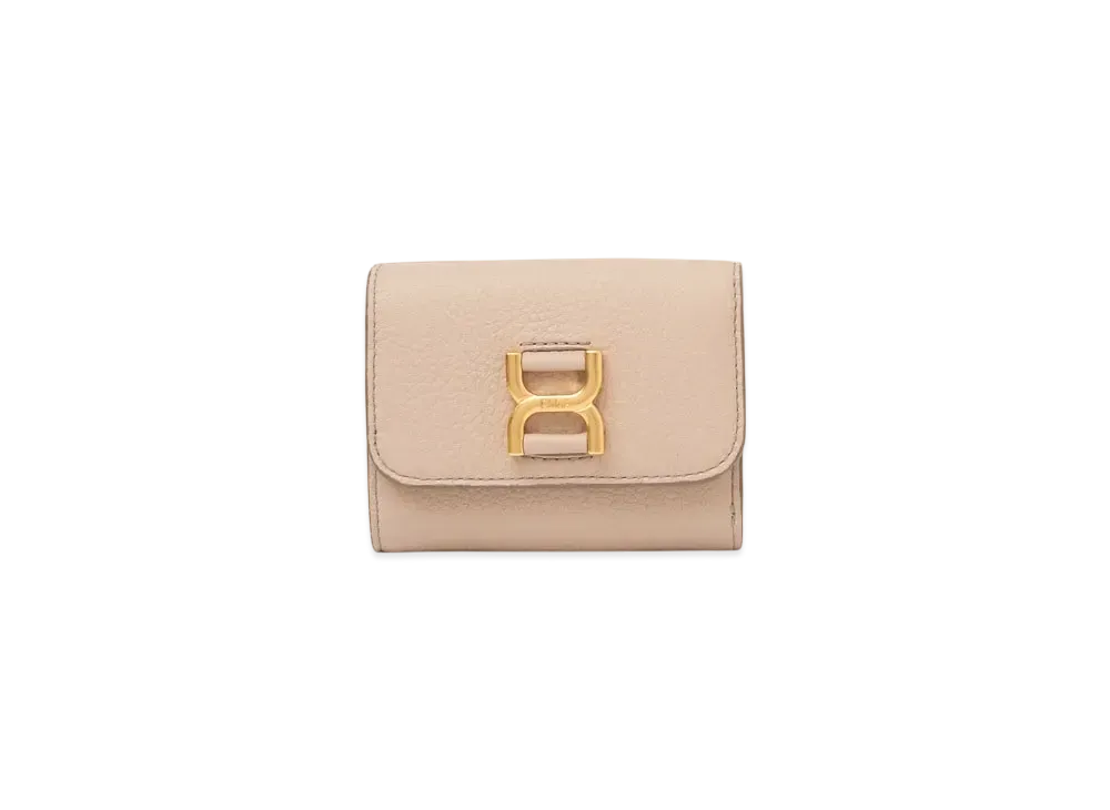 Chloe Small Marcie tri-fold in grained leather "Floral Grey"