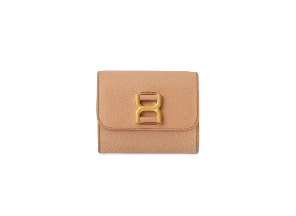 Chloe Marcie Small Tri-Fold Grained Calfskin "Light Tan"
