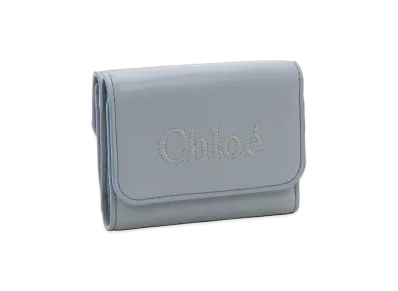 Chloe Sense Small Tri-Fold Shiny Calfskin "Storm Blue"