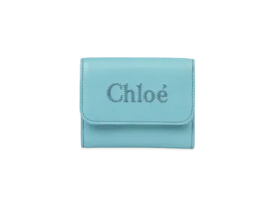 Chloe Sense Small Tri-Fold Shiny Calfskin "Aqua Sea"