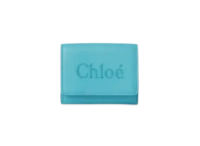 Chloe Sense Mini Tri-Fold Shiny Calfskin "Aqua Sea"