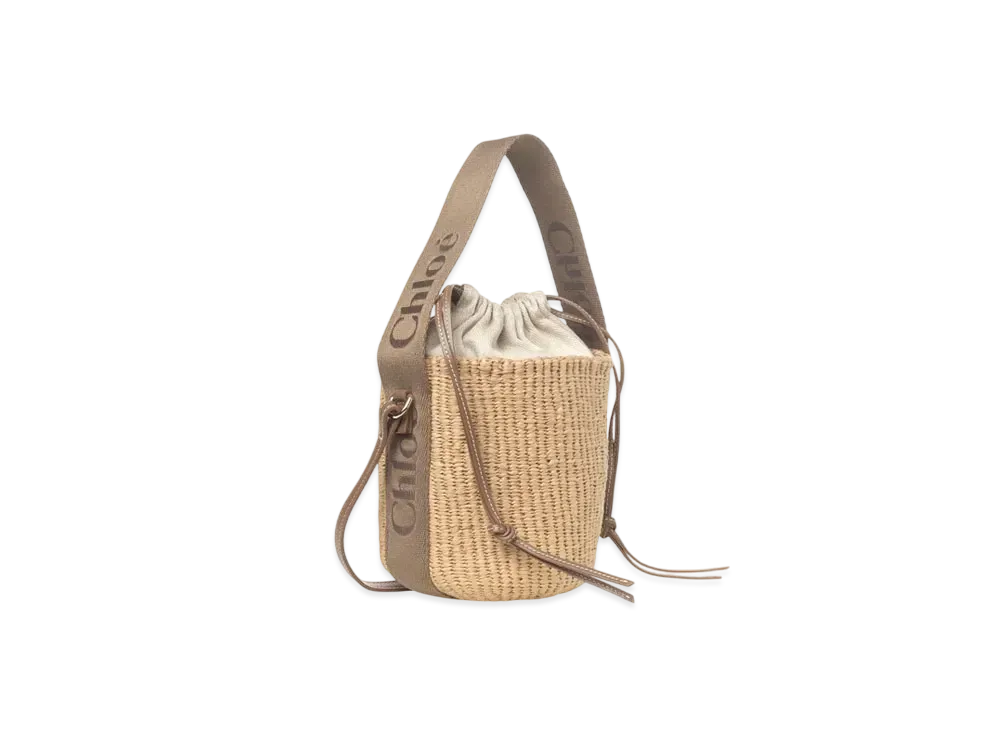 Chloe Small Woody Basket In Natural Fibers "Dark Nut"