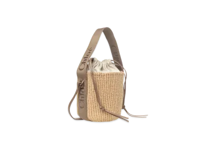 Chloe Small Woody Basket In Natural Fibers "Dark Nut"