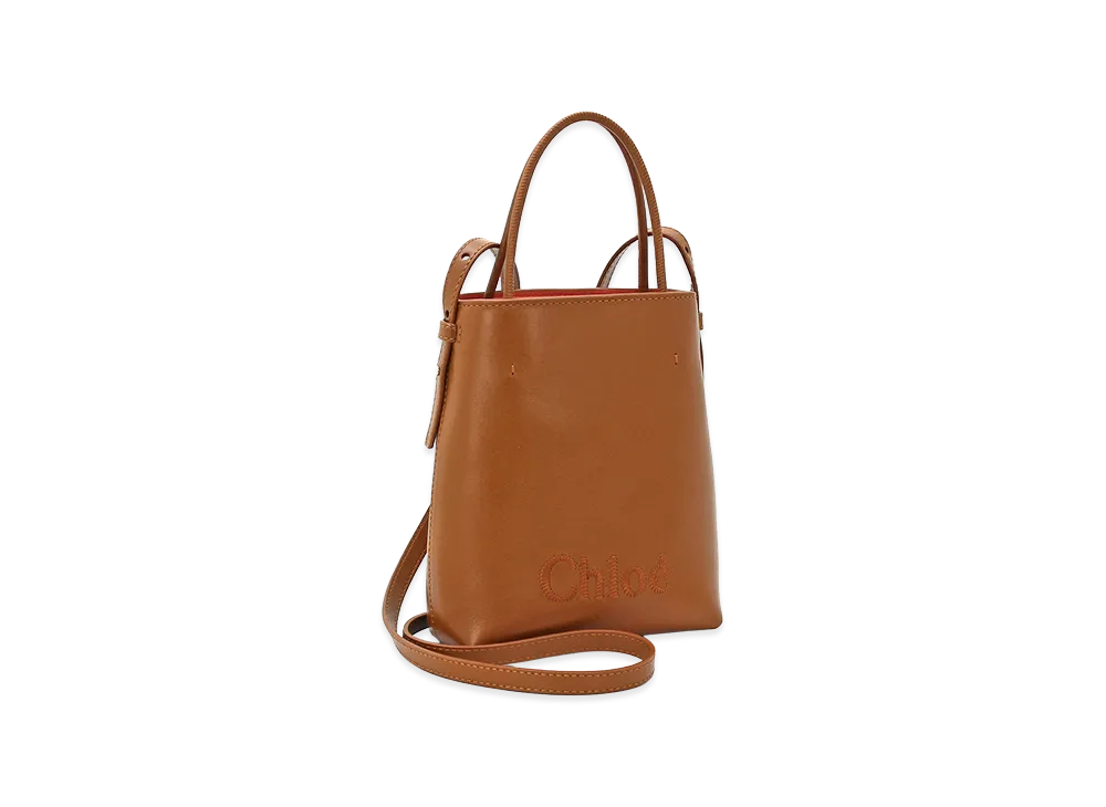 Chloe Sense Micro Tote Bag Shiny Calfskin "Caramel"