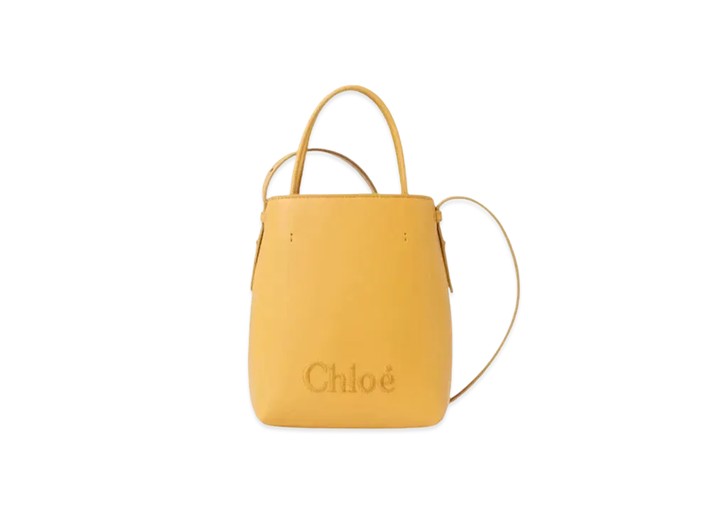 Chloe Sense Micro Tote Bag Shiny Calfskin "Honey Gold"