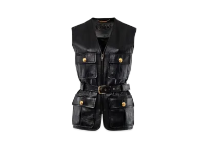 Chloe Utilitarian Vest In Soft Leather "Black"