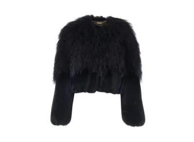 Chloe Cropped Blouson In Shearling "Eclipse Blue"