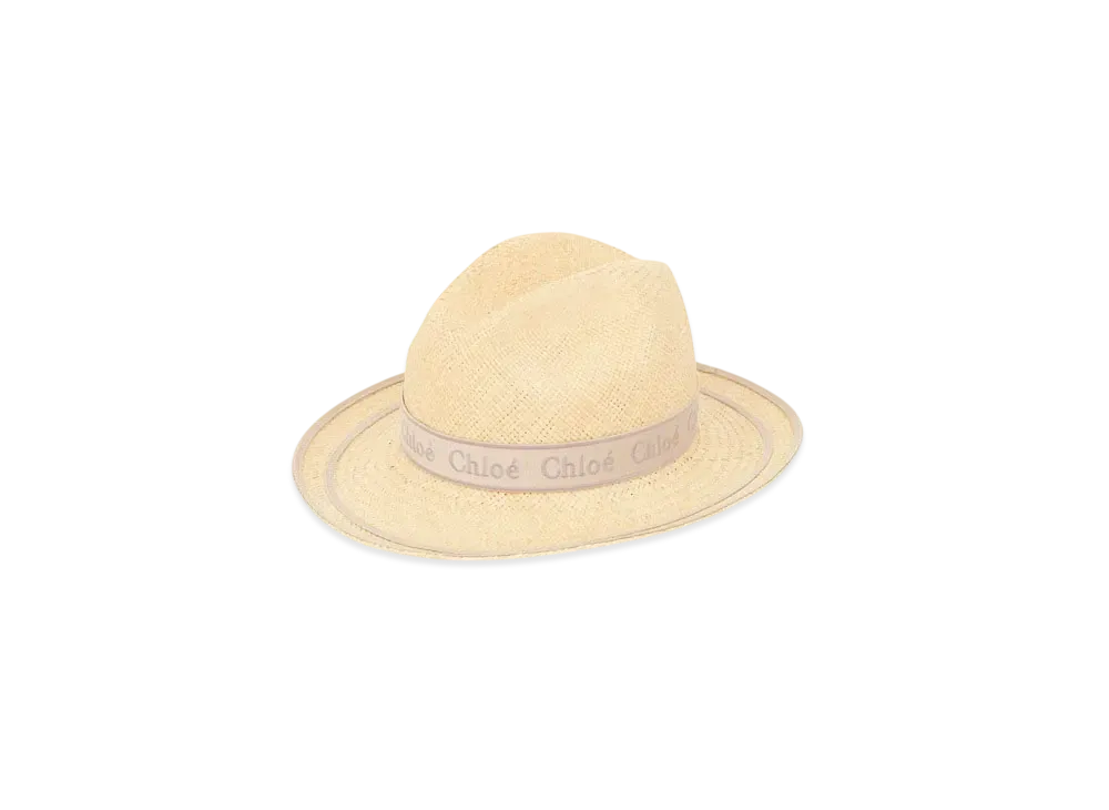 Chloe Woody Panama hat in straw "Beige/Grey"